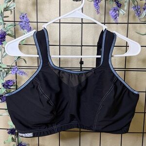 Glamorise Black Sports Bra with Blue Trim